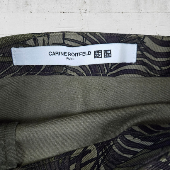 Carine Roitfeld Green Jungle Print Palm Leaf Pencil Uniqlo Midi Skirt Size 2 - Picture 4 of 8
